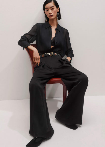 ME+EM Black Sheer Silk Evening Blouse