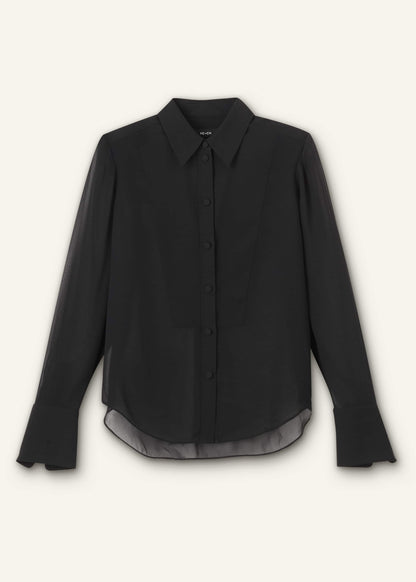 ME+EM Black Sheer Silk Evening Blouse