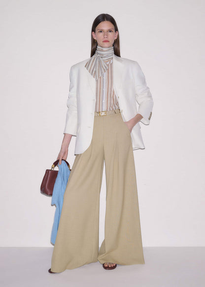 ME+EM Brown Stripe Blouse + Tie