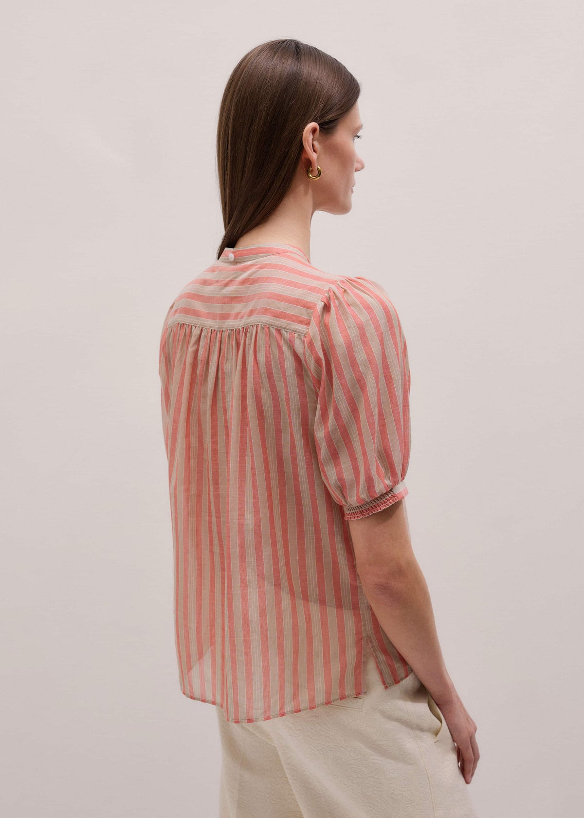 ME+EM Orange Stripe Blouse + Tie