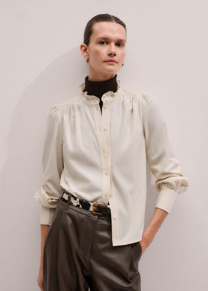 ME+EM Cream Super Soft Micro Cord Blouse