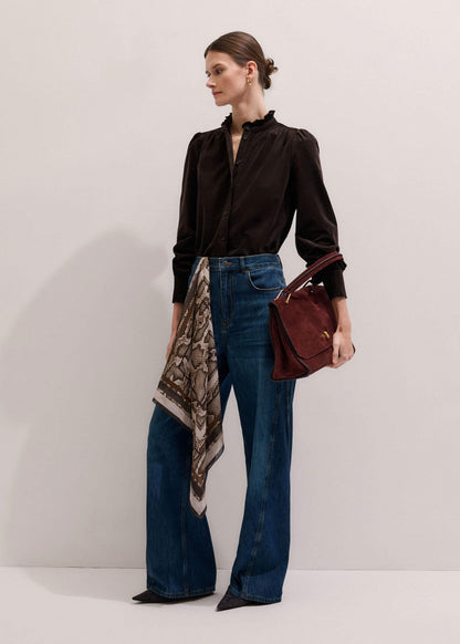 ME+EM Brown Super Soft Micro Cord Blouse