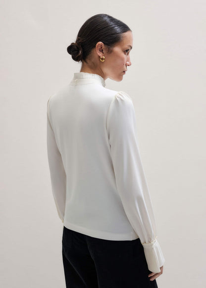 ME+EM Cream Frill Neck Layering Blouse + Tie