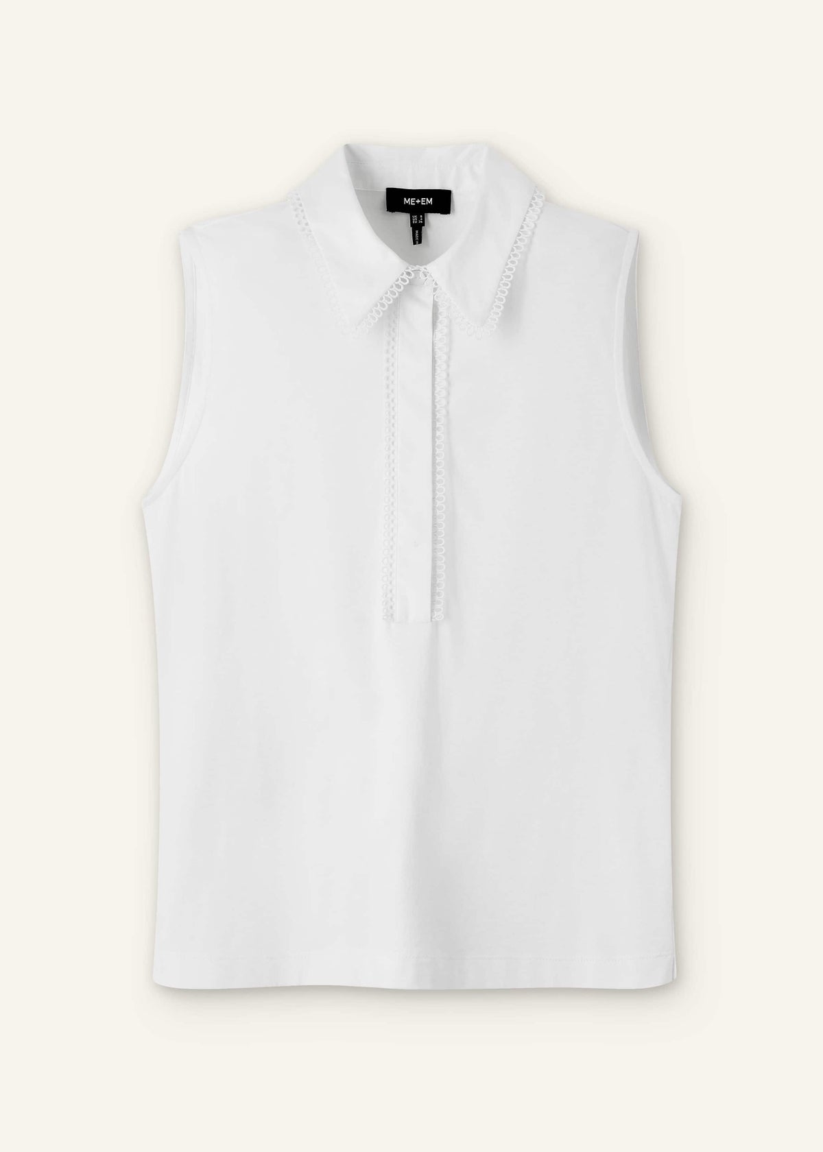 ME+EM White Collared Layering Tank