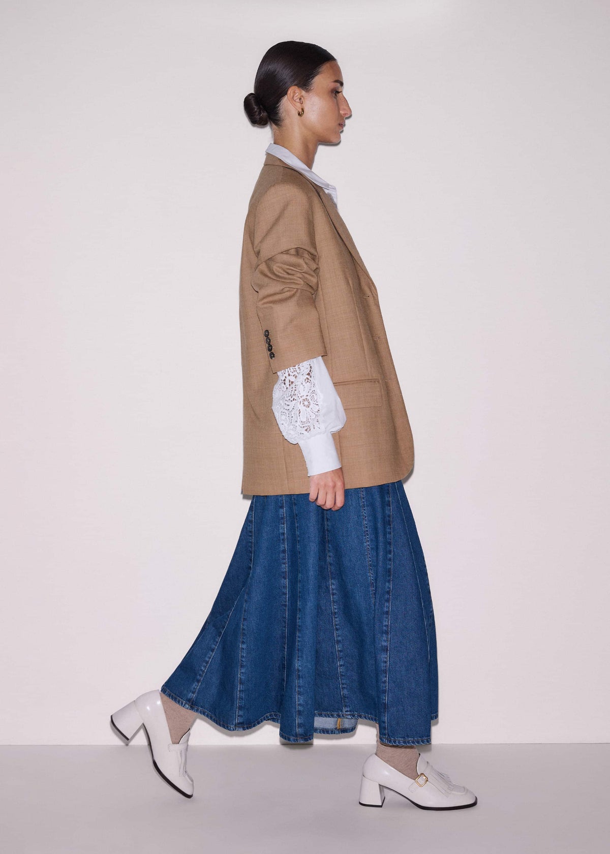 ME+EM White Lace + Poplin Layering Shirt