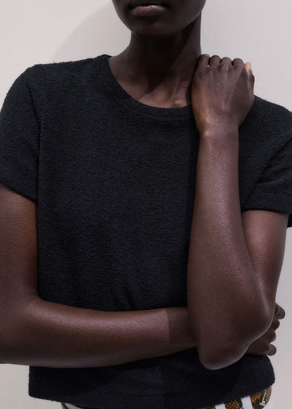 ME+EM Black Textured Crew Neck Baby Tee