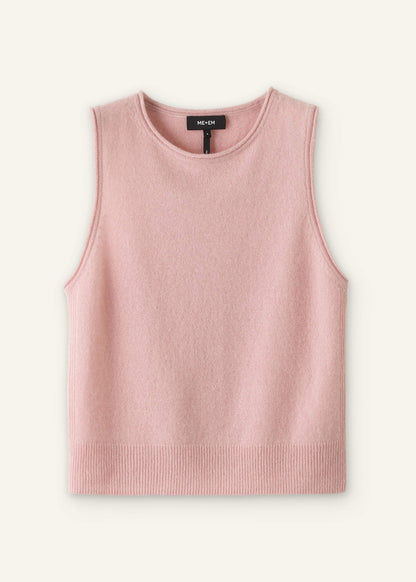 ME+EM Pink Cashmere Roll Trim Knit Sweater Vest