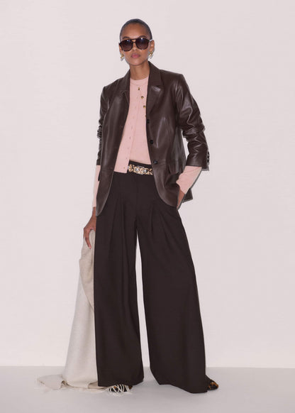 ME+EM Pink Cashmere Roll Trim Straight Cardigan