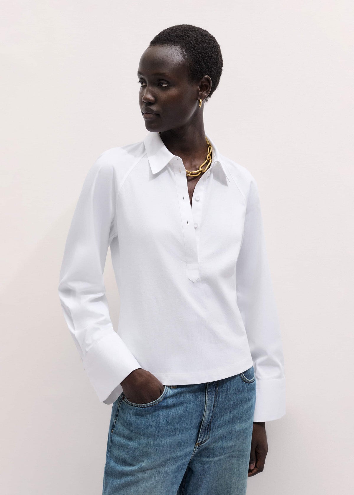 ME+EM White Raglan Shirt Layering Top