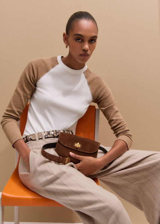 ME+EM Cream Ultimate Slim Baseball Top
