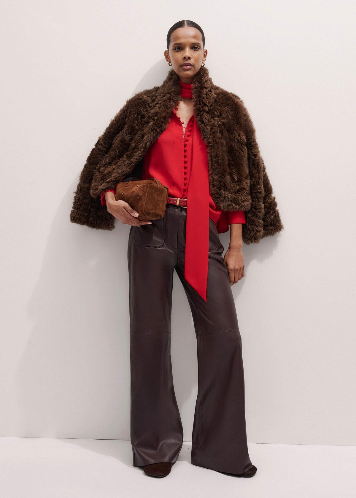 ME+EM Red Silk Button Layering Shirt + Tie
