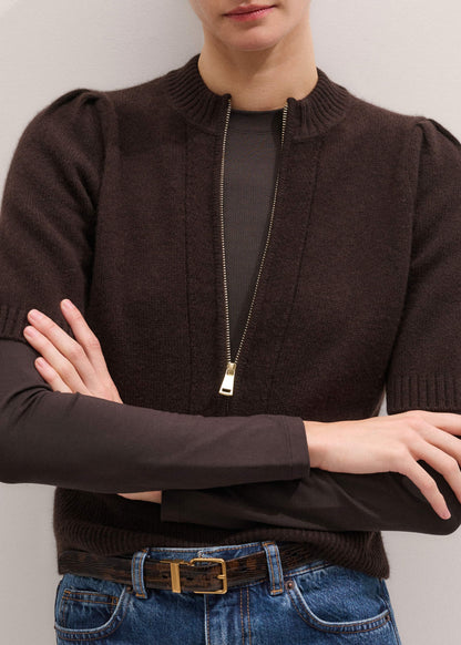 ME+EM Brown Slim Crew Neck Top
