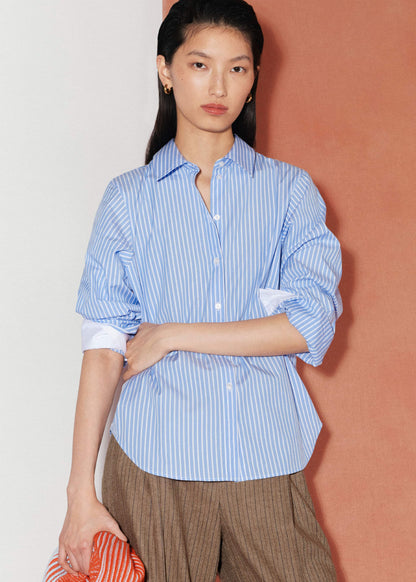 ME+EM Blue Double Cuff Relaxed Forever Shirt