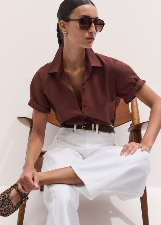ME+EM Cinnamon Brown Turn-Up Cuff Shirt