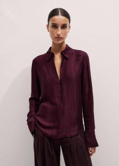 ME+EM Red AM-PM Fluid Satin Shirt + Tie