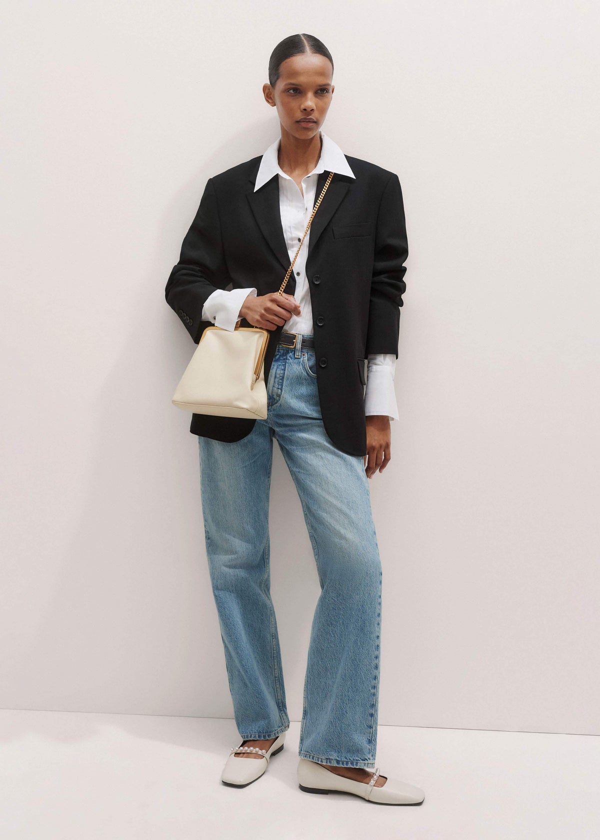 ME+EM White Relaxed Tux Shirt