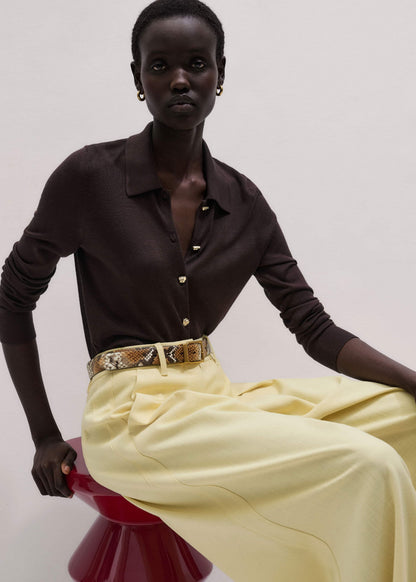 ME+EM Brown Luxe Knit Slim Shirt