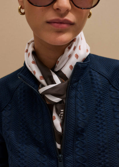 ME+EM Navy Cable Jacquard Half-Zip Top