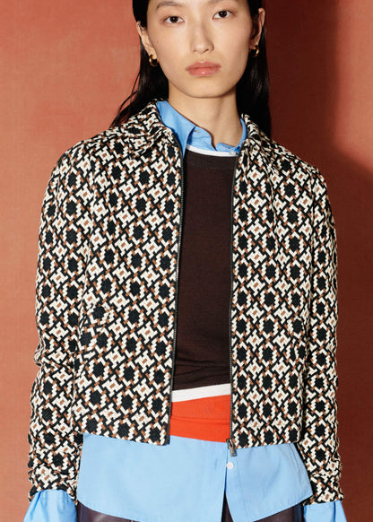 ME+EM Navy Graphic Jacquard Zip-Through Jacket