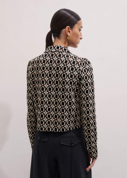 ME+EM Navy Graphic Jacquard Zip-Through Jacket