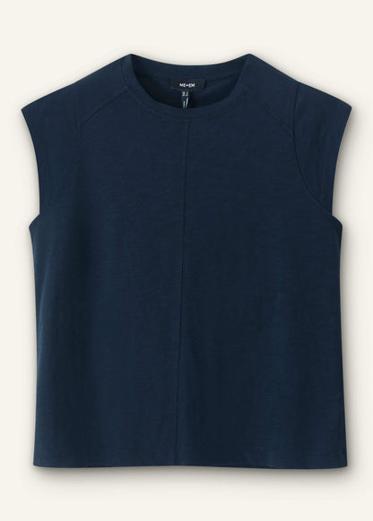 ME+EM Navy Cap Sleeve Crew Neck Swing Tee