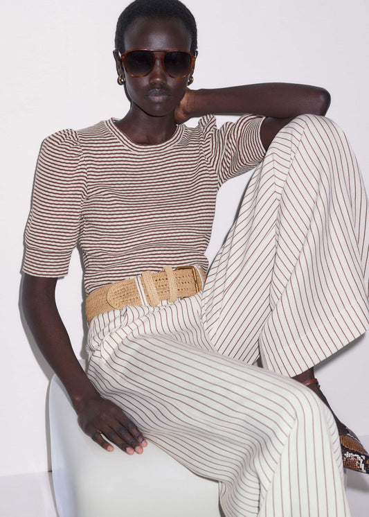 ME+EM Cinnamon Brown Feminine Sleeve Tee