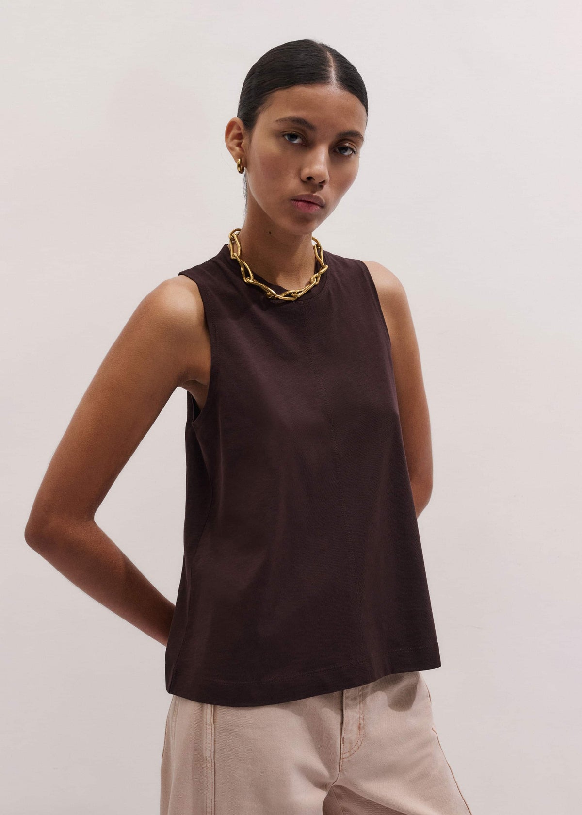 ME+EM Brown Racerback Swing Top