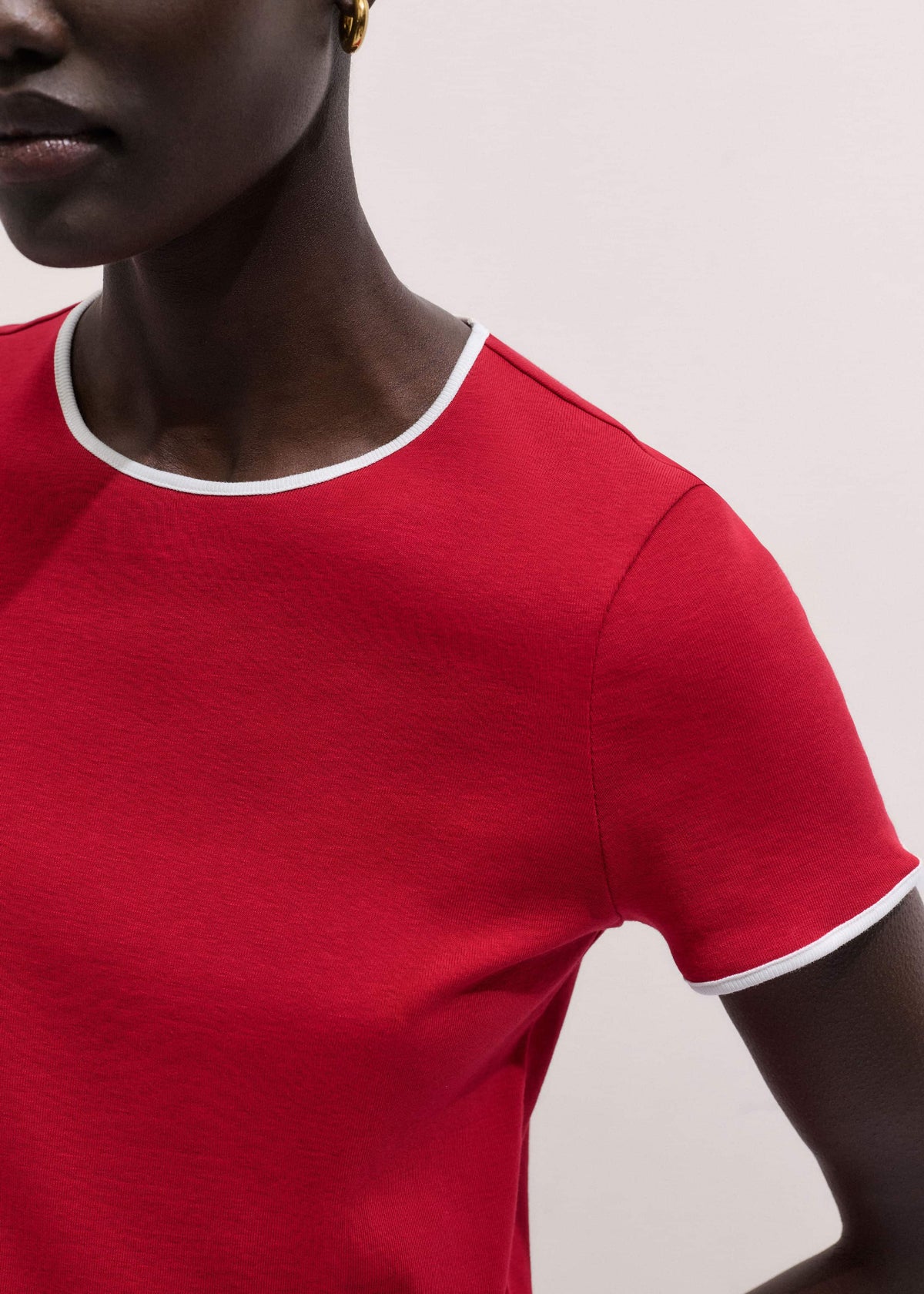 ME+EM Red Contrast Trim Slim Tee