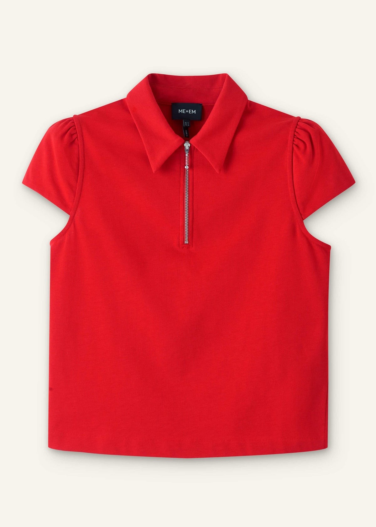 ME+EM Red Cap Sleeve Polo Top