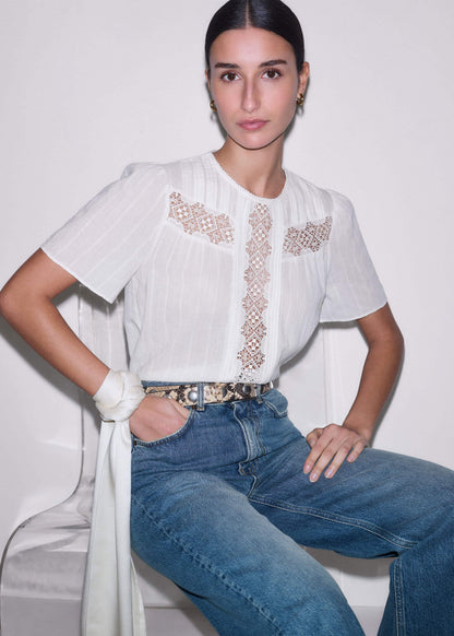 ME+EM White Embroidered Cutout Tee