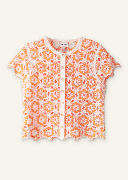 ME+EM Floral Crochet Orange Beach Baby Tee