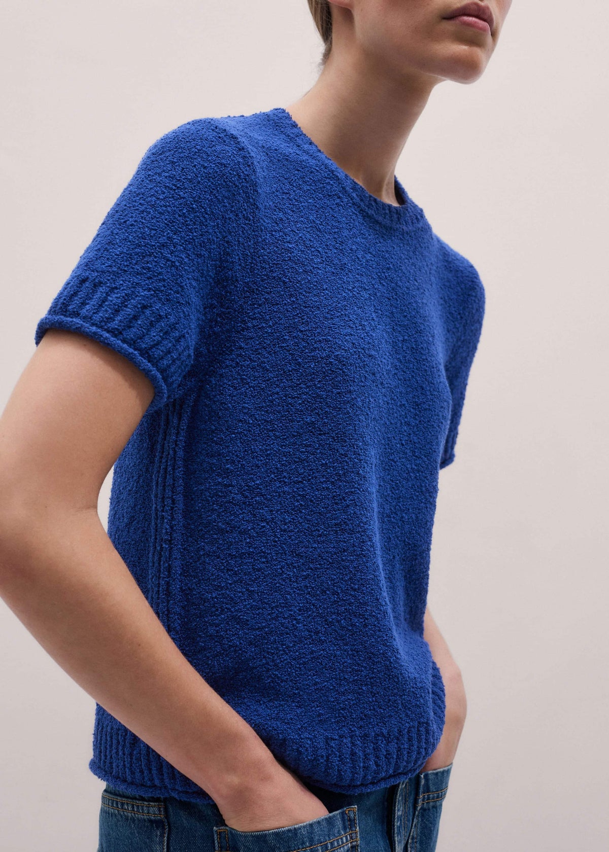 ME+EM Blue Straight Knit Tee