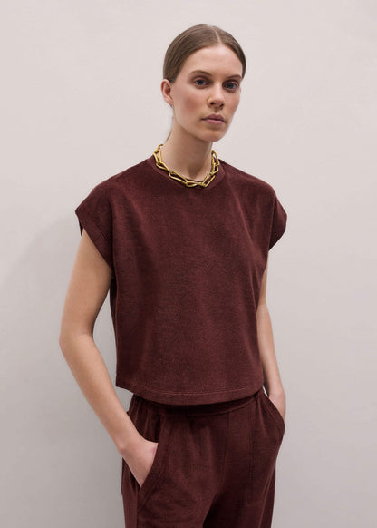 ME+EM Cinnamon Brown Cap Sleeve Crop Tee
