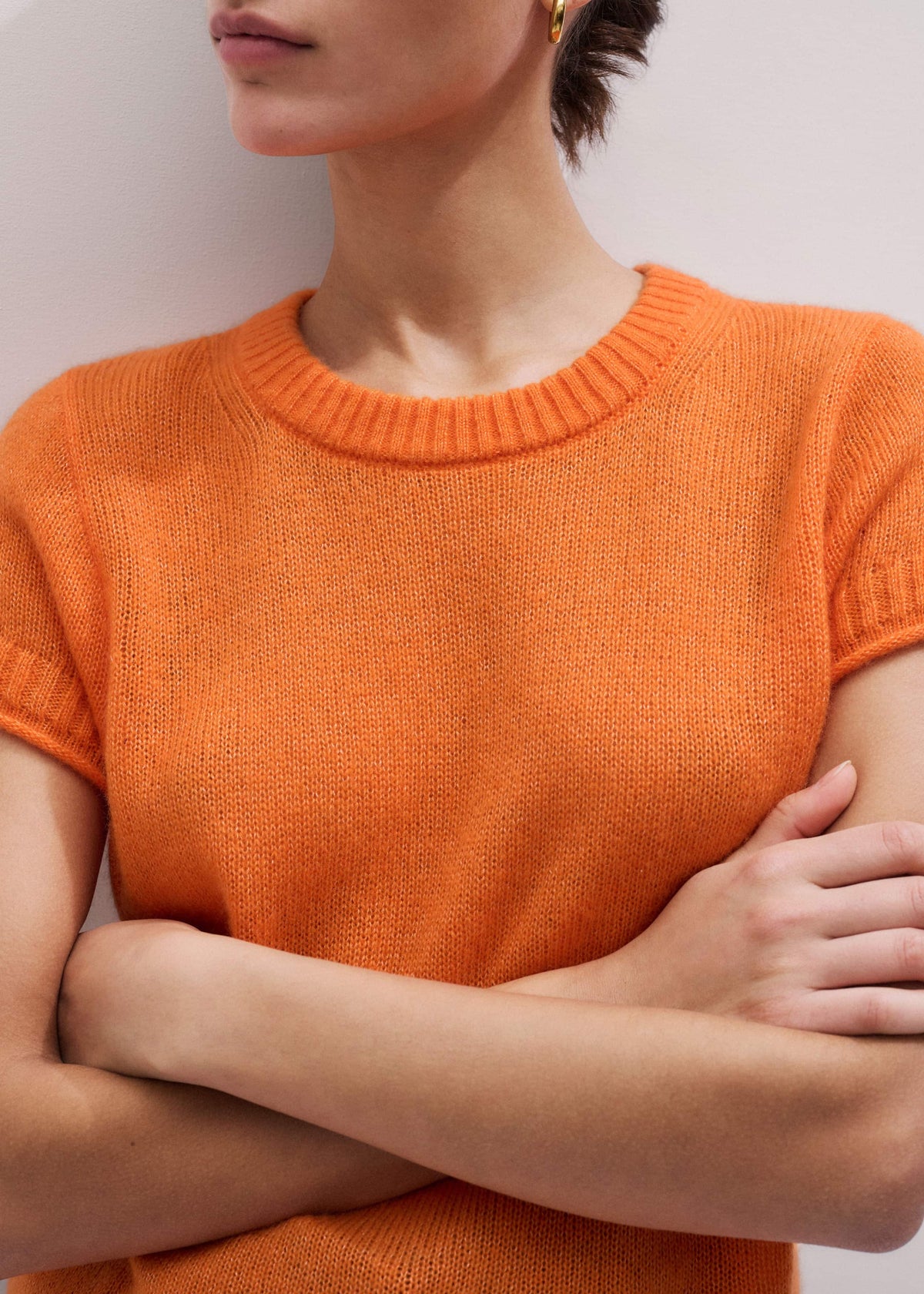 ME+EM Orange Merino Cashmere Silk Baby Tee