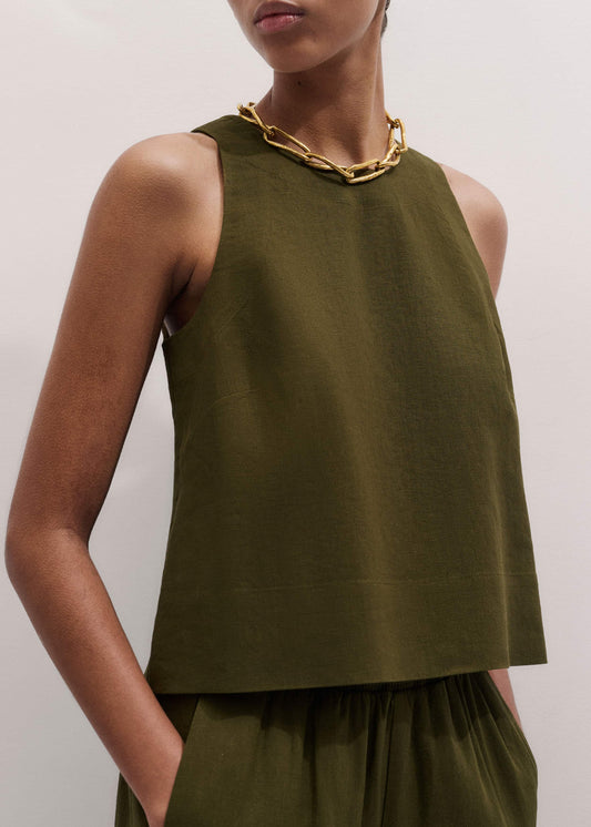 ME+EM Olive Green Shell Crop Top