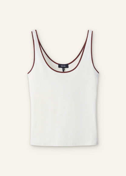 ME+EM Cream Contrast Trim Slim Vest