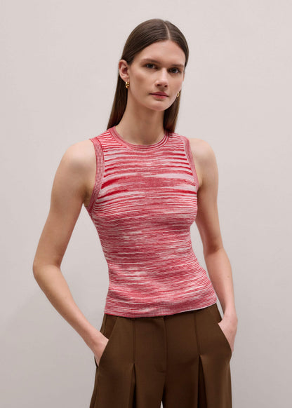 ME+EM Red Spacedye Slim Fit Knit Vest