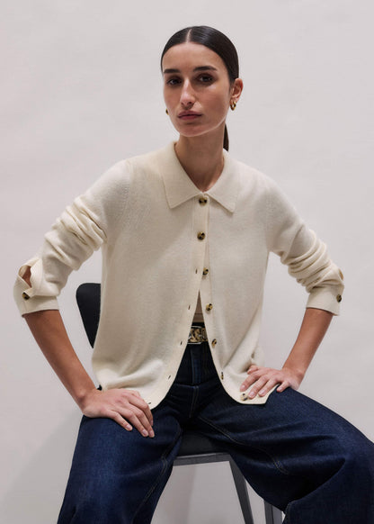 ME+EM Cream Relaxed Knit Shirt