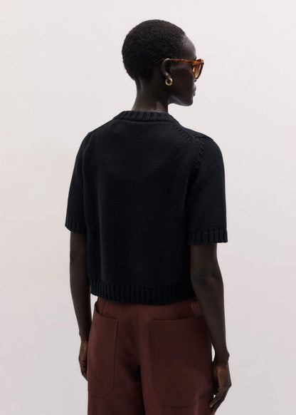 ME+EM Black Straight Knit Cardigan