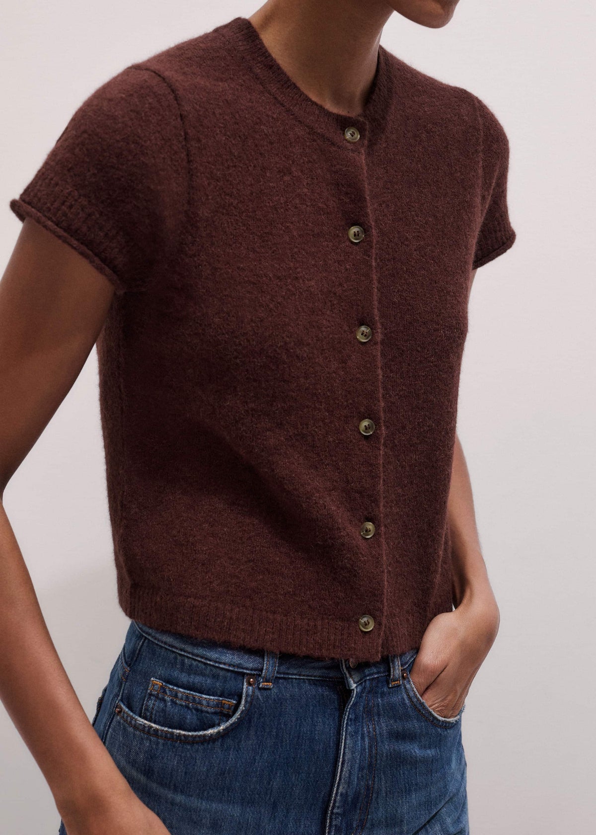 ME+EM Cinnamon Alpaca Button-Through Knit Baby Tee