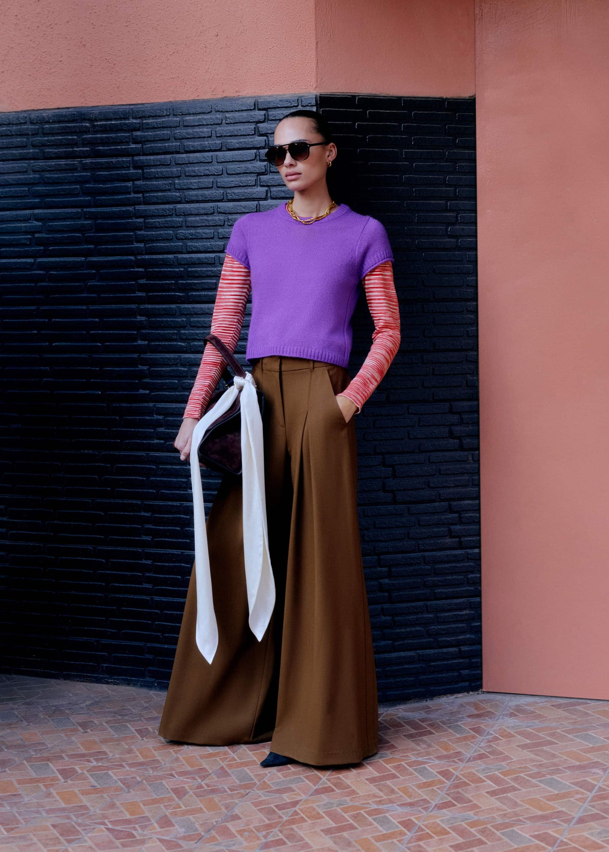 ME+EM Purple Merino Cashmere Silk Straight Baby Tee