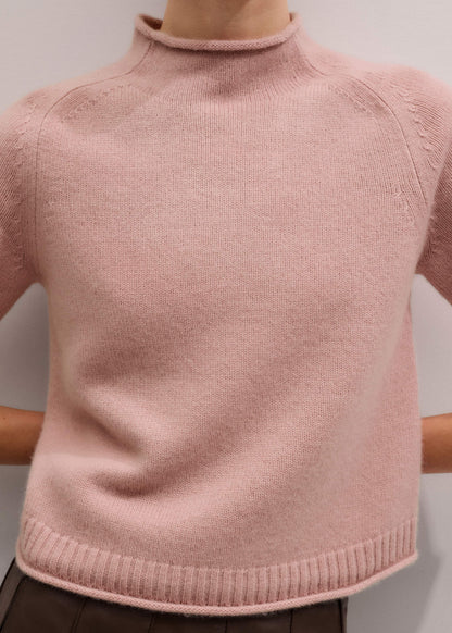 ME+EM Pink Cashmere Roll Trim Knit Tee