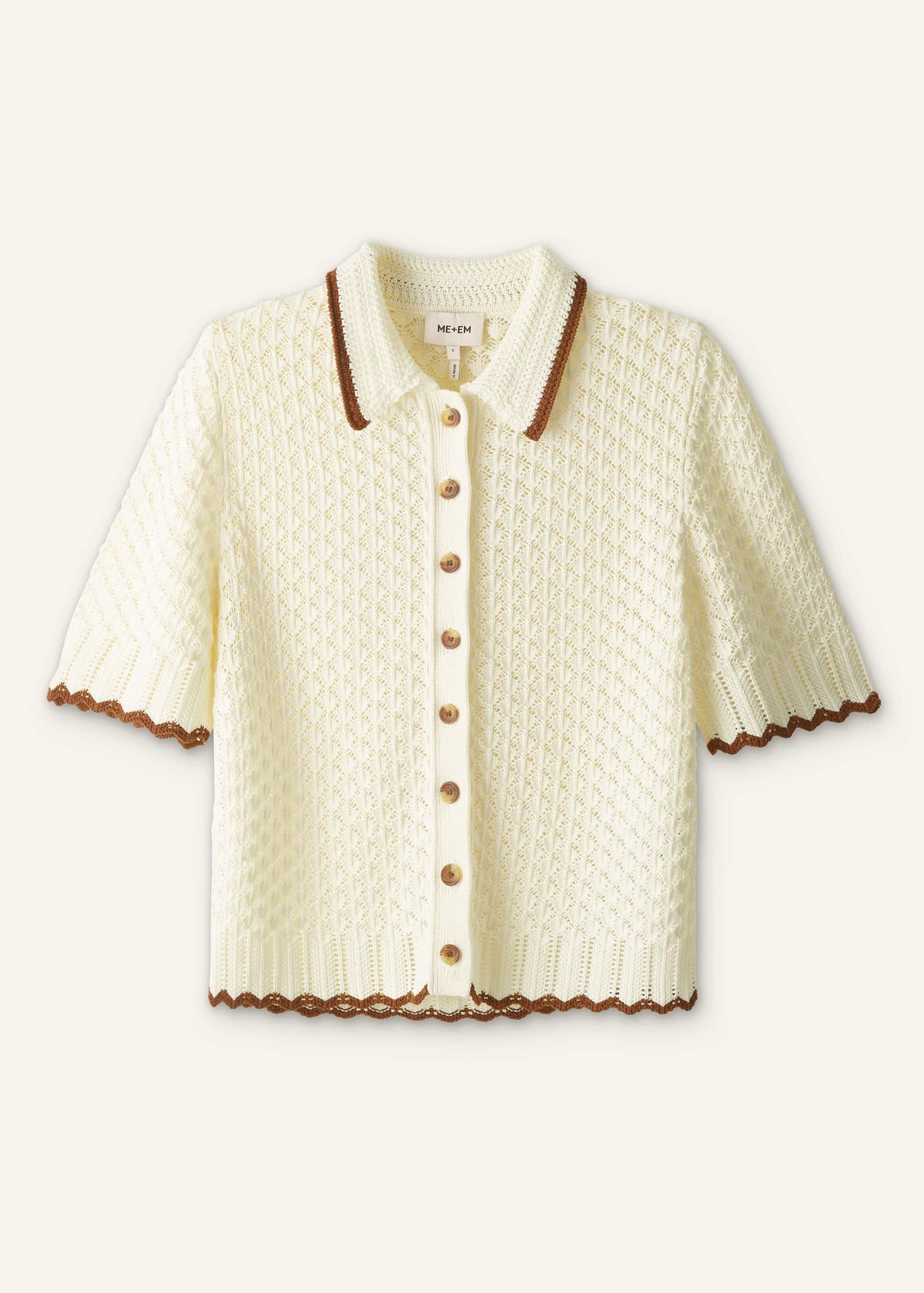 ME+EM Cream Straight Knit Tee