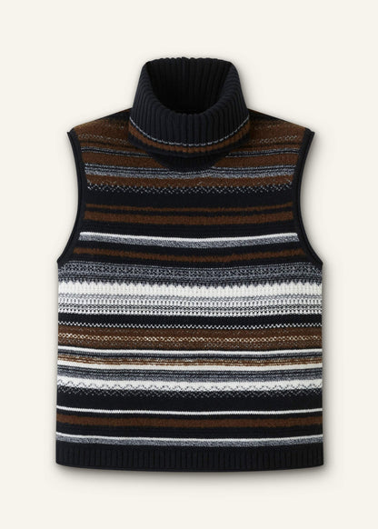 ME+EM Black Textured Stitch Straight Sweater Vest + Snood