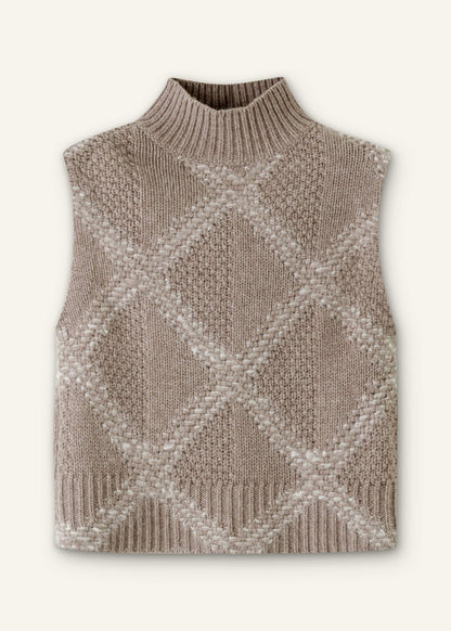 ME+EM Brown Merino Statement Textured Argyle Sweater Vest