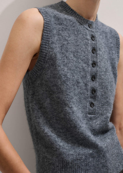 ME+EM Grey Henley Straight Knit Vest