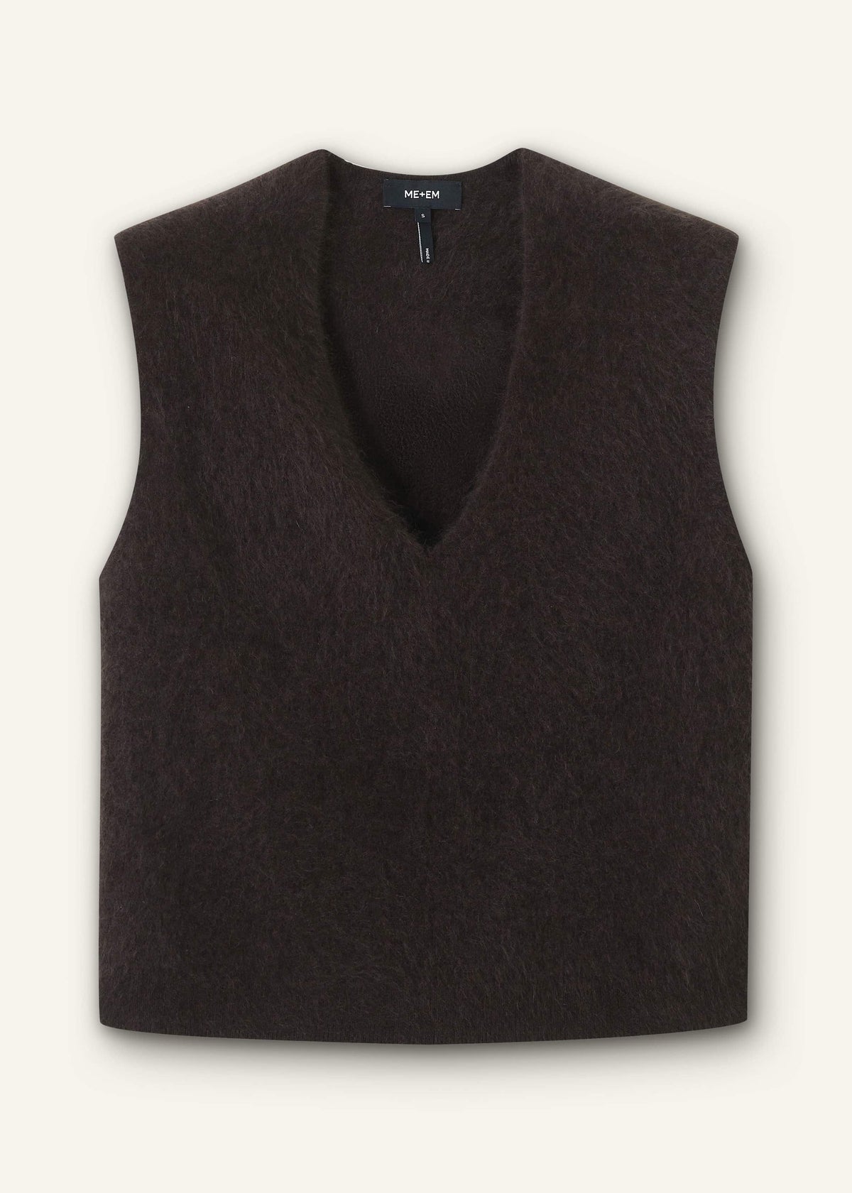 ME+EM Brown Brushed Cashmere V-Neck Sweater Vest