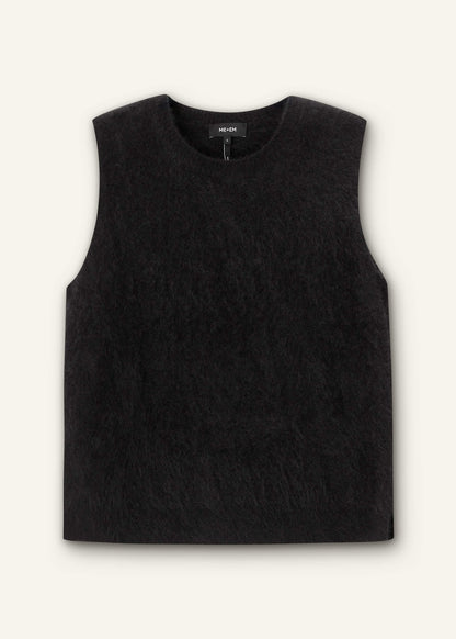 ME+EM Black Brushed Cashmere Straight Sweater Vest