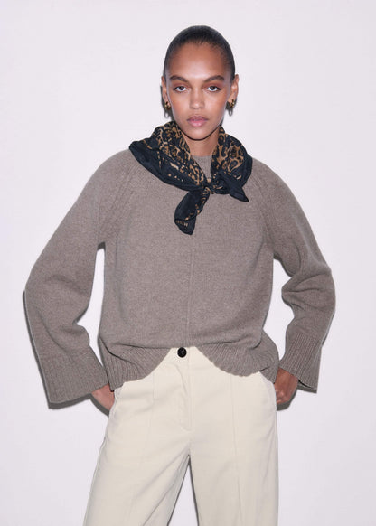 ME+EM Brown Exposed Seam Raglan Sweater + Snood