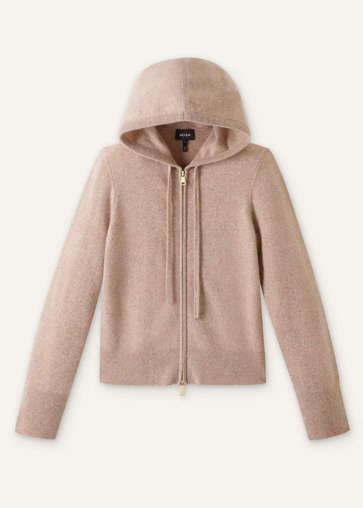 ME+EM Light Brown Cashmere Two-Way Zip Straight Hoodie